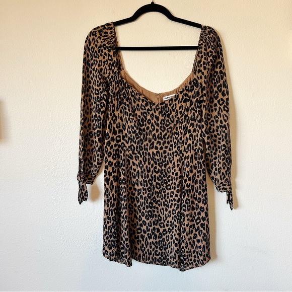 Reformation Beatrice Leopard Long Sleeve Mini Dress 10 - Picture 2 of 5